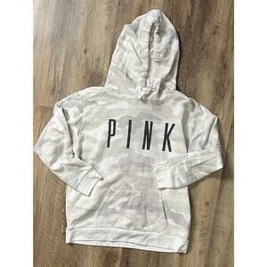 Victoria's Secret PINK Everyday Lounge Campus Hoodie Gray White Camo Sz M